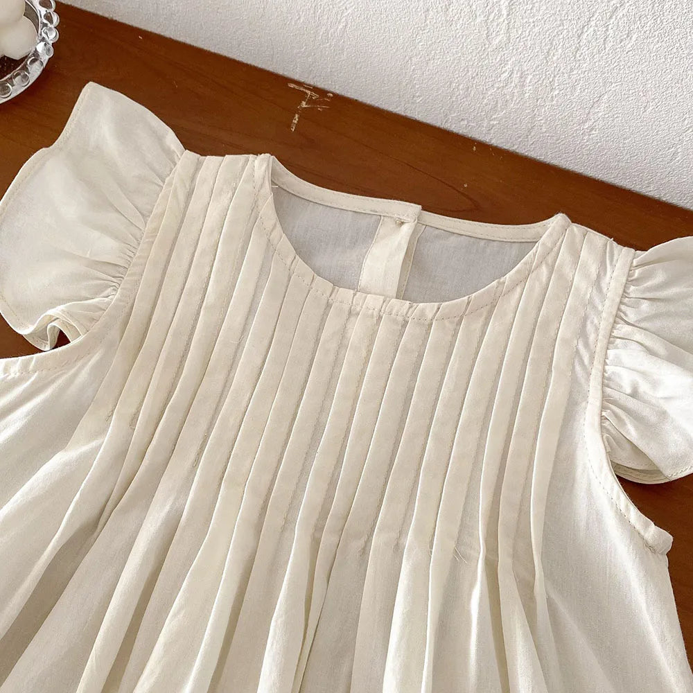 -キッズワンピース フリルスリーブ ピンタック サマードレス 3カラー【mh0005895】 - mamahalo shop - 半袖ワンピース -  べビー服 - 子供服 - 男の子 - 女の子