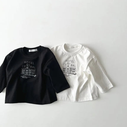 キッズトップス HOTELプリント柄長袖Tシャツ - mamahalo shop - 長袖Tシャツ -  べビー服 - 子供服 - 男の子 - 女の子