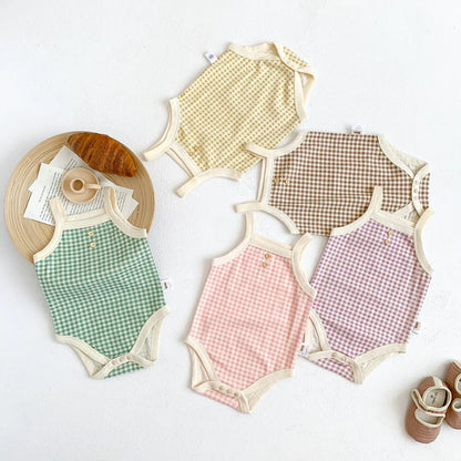 -ベビーロンパース キャミソールボディスーツ チェック【mh0005646】 - mamahalo shop - ノースリーブロンパース -  べビー服 - 子供服 - 男の子 - 女の子