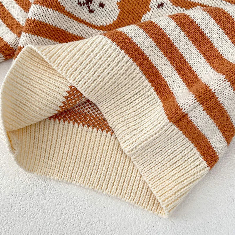 -ベビートップス ボトムス ボーダーニットセーター ニットレギンスパンツ ベアくま - mamahalo shop - ニット・セーター -  べビー服 - 子供服 - 男の子 - 女の子