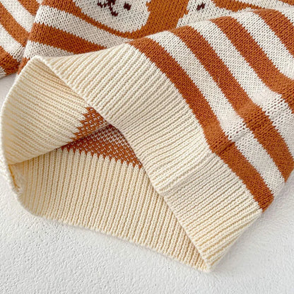-ベビートップス ボトムス ボーダーニットセーター ニットレギンスパンツ ベアくま - mamahalo shop - ニット・セーター -  べビー服 - 子供服 - 男の子 - 女の子