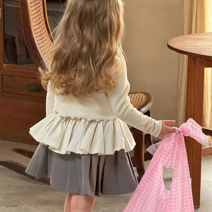 キッズスカート パッチワークペプラムドッキングプリーツスカート - mamahalo shop - スカート -  べビー服 - 子供服 - 男の子 - 女の子