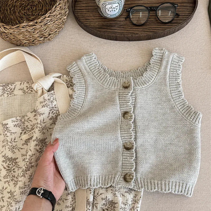 -キッズベスト ニットノースリーブトップス 2カラー - mamahalo shop - ベスト -  べビー服 - 子供服 - 男の子 - 女の子