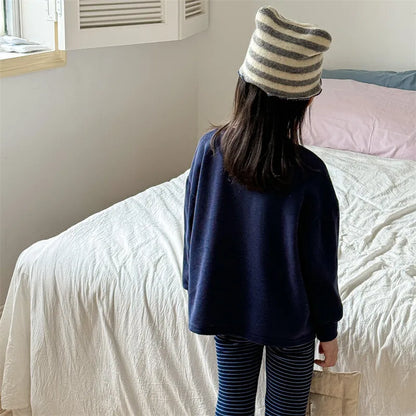 -キッズトップス 長袖Tシャツ スウェットシャツ 刺繍プリントロゴ 2カラー - mamahalo shop - 長袖Tシャツ -  べビー服 - 子供服 - 男の子 - 女の子