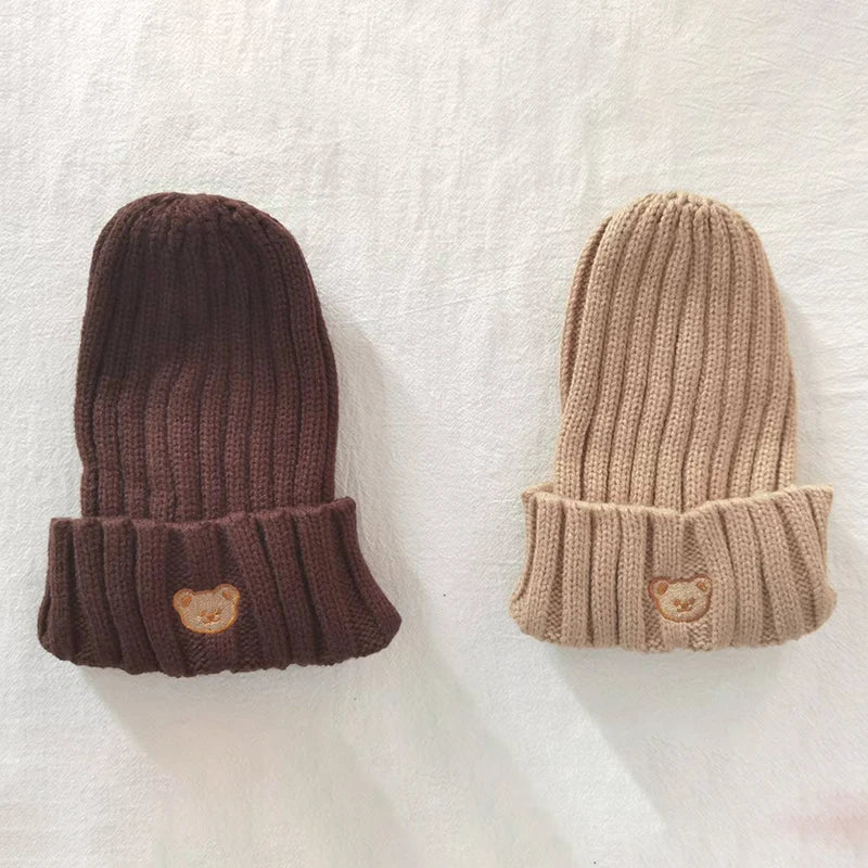 -ベビー キッズ くま ベア 刺繍 ニットキャップ ニット帽 帽子【mh0000126】 - mamahalo shop - ベビー用帽子 -  べビー服 - 子供服 - 男の子 - 女の子
