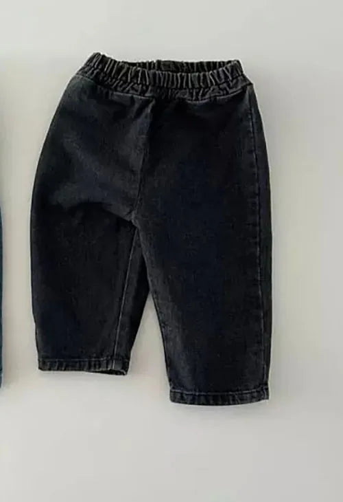 -ベビーキッズパンツ デニムパンツ ルーズパンツ ジーンズ ブラック/ブルー/2カラー - mamahalo shop - デニムパンツ -  べビー服 - 子供服 - 男の子 - 女の子