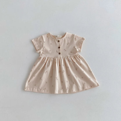 -キッズワンピース 半袖サマーワンピース フラワー小花柄プリント 2カラー【mh0005569】 - mamahalo shop - 半袖ワンピース -  べビー服 - 子供服 - 男の子 - 女の子