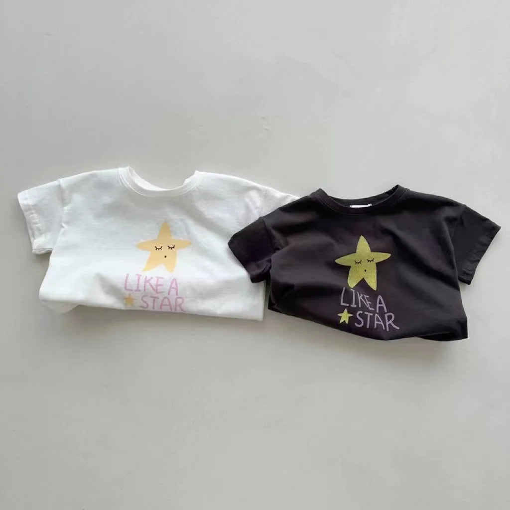 -ベビートップス 半袖プリントTシャツ 星スタープリント 2カラー【mh0005471】 - mamahalo shop - 半袖Tシャツ -  べビー服 - 子供服 - 男の子 - 女の子
