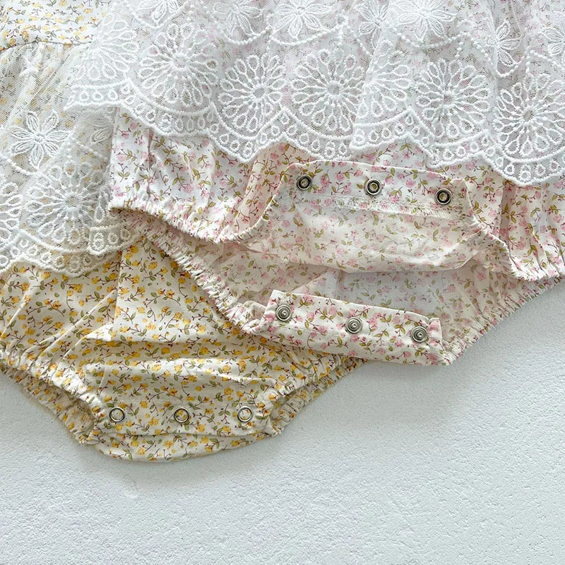 -☺︎ ベビー フラワー レース スカート 半袖 ロンパース - mamahalo shop - 半袖ロンパース -  べビー服 - 子供服 - 男の子 - 女の子