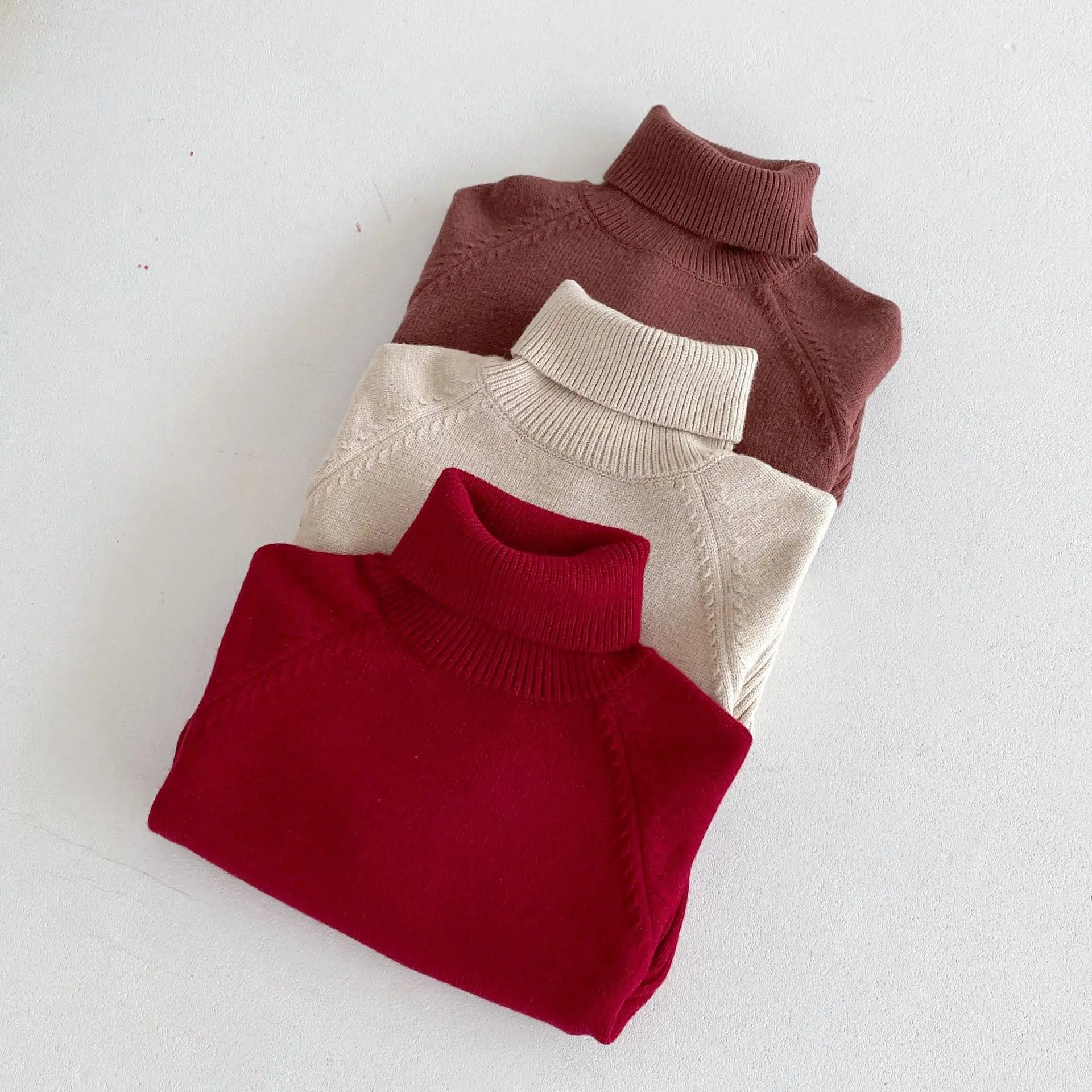 -キッズトップス タートルネックシンプルベーシックニットセーター 3カラー - mamahalo shop - ニット・セーター -  べビー服 - 子供服 - 男の子 - 女の子