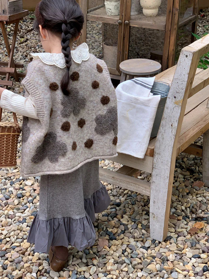 -キッズトップス 長袖Tシャツ レース襟カットソー ベージュ/コーヒー/2カラー【mh0004097】 - mamahalo shop - 長袖Tシャツ -  べビー服 - 子供服 - 男の子 - 女の子