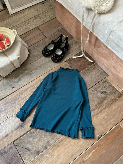 -キッズトップス フリルネックシンプルベーシック長袖Tシャツ 8カラー【mh0007276】 - mamahalo shop - 長袖Tシャツ -  べビー服 - 子供服 - 男の子 - 女の子