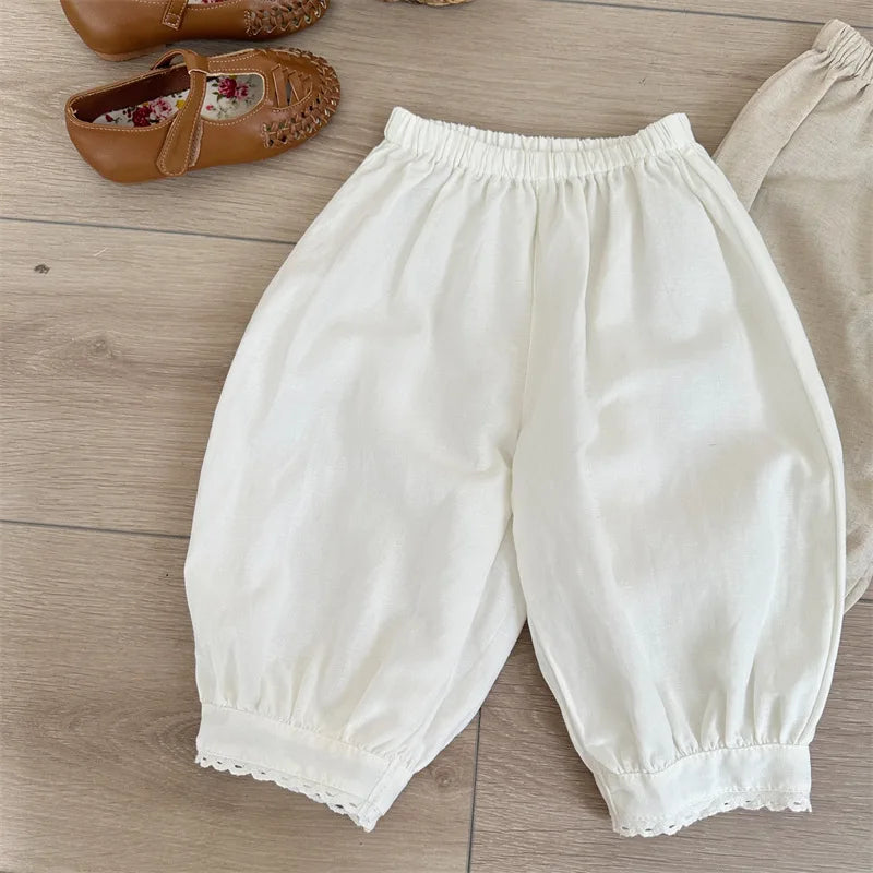 -キッズパンツ クロップドパンツ レース 2カラー【mh0005310】 - mamahalo shop - ロングパンツ・スウェットパンツ -  べビー服 - 子供服 - 男の子 - 女の子