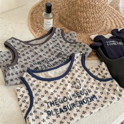 -キッズトップス タンクトップ ノースリーブTシャツ スマイルプリント 2カラー【mh0005815】 - mamahalo shop - タンクトップ・キャミソール・ノースリーブトップス -  べビー服 - 子供服 - 男の子 - 女の子