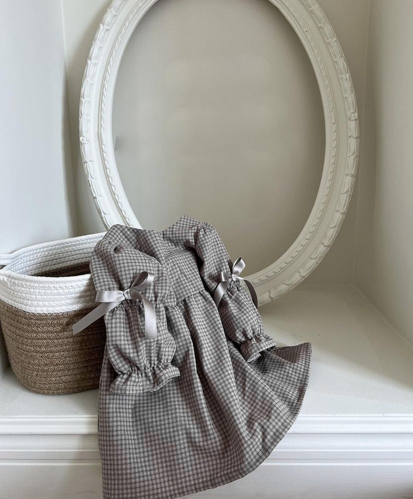 -ベビー 長袖ワンピース チェック リボン ドレス ガールズ 女の子 子供服【mh0002881】 - mamahalo shop - 長袖ワンピース -  べビー服 - 子供服 - 男の子 - 女の子