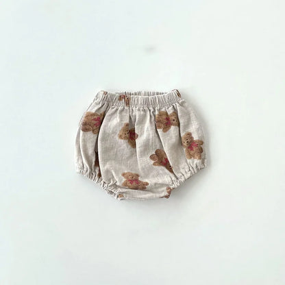 -ベビーパンツ ブルマパンツ ベアくま/チェック/水玉ドットプリント【mh0006248】 - mamahalo shop - ブルマパンツ -  べビー服 - 子供服 - 男の子 - 女の子