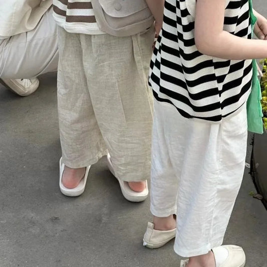 -☺︎ キッズパンツ コットンリネン サマールーズパンツ 2カラー - mamahalo shop - ロングパンツ・スウェットパンツ -  べビー服 - 子供服 - 男の子 - 女の子
