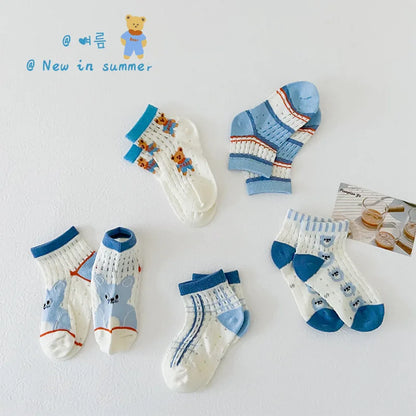 -キッズソックス 靴下5足セット カラフル メッシュ サマーショートソックス【mh0006102】 - mamahalo shop - ベビー用靴下・タイツ -  べビー服 - 子供服 - 男の子 - 女の子