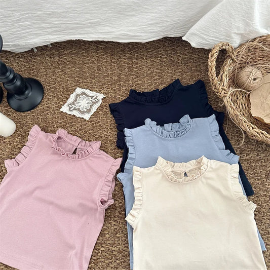 -キッズトップス スタンドフリルカラー ノースリーブトップス 4カラー【mh0006021】 - mamahalo shop - タンクトップ・キャミソール・ノースリーブトップス -  べビー服 - 子供服 - 男の子 - 女の子