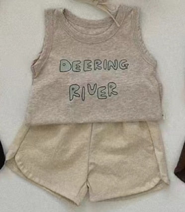 -ベビー セットアップ レターロゴ プリント タンクトップ ショートパンツ 3カラー ボーイズ【mh0002262】 - mamahalo shop - ノースリーブセットアップ -  べビー服 - 子供服 - 男の子 - 女の子