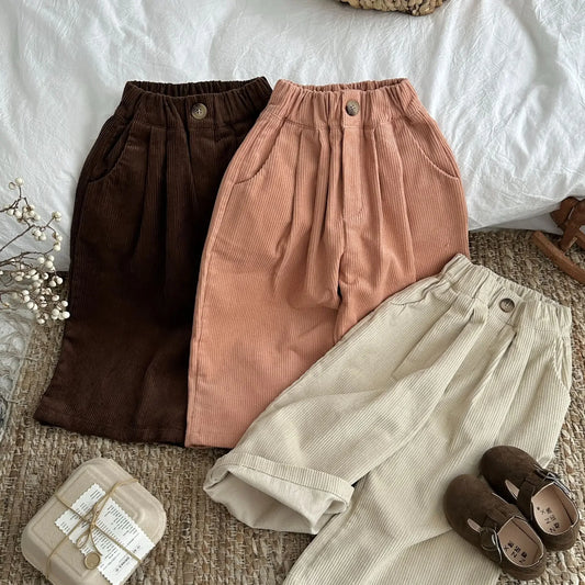 -キッズパンツ ワイドルーズコーデュロイガウチョパンツ 3カラー - mamahalo shop - ロングパンツ・スウェットパンツ -  べビー服 - 子供服 - 男の子 - 女の子