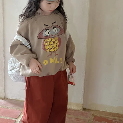 キッズトップス 長袖フクロウプリントスウェットシャツトレーナー 3カラー - mamahalo shop - 長袖Tシャツ -  べビー服 - 子供服 - 男の子 - 女の子