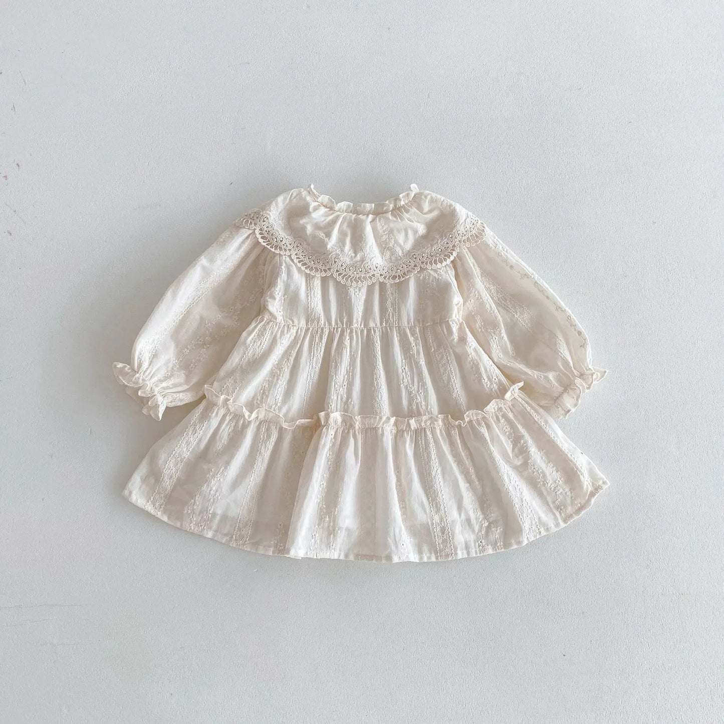 -キッズワンピース レース襟刺繍長袖プリンセスドレスワンピース - mamahalo shop - 長袖ワンピース -  べビー服 - 子供服 - 男の子 - 女の子