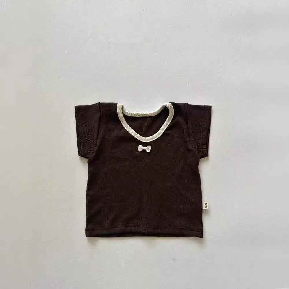 -ベビートップス 半袖Tシャツ リボン 3カラー - mamahalo shop - 半袖Tシャツ -  べビー服 - 子供服 - 男の子 - 女の子