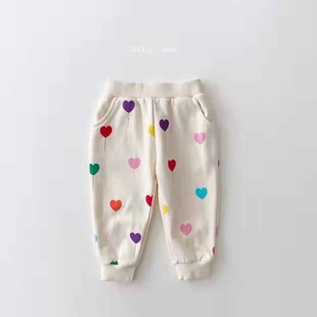 -ベビーキッズ セットアップ カラフル ハートバルーン スウェット トレーナー パンツ ガールズ - mamahalo shop - 長袖セットアップ -  べビー服 - 子供服 - 男の子 - 女の子