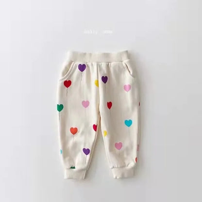 -ベビーキッズ セットアップ カラフル ハートバルーン スウェット トレーナー パンツ ガールズ - mamahalo shop - 長袖セットアップ -  べビー服 - 子供服 - 男の子 - 女の子