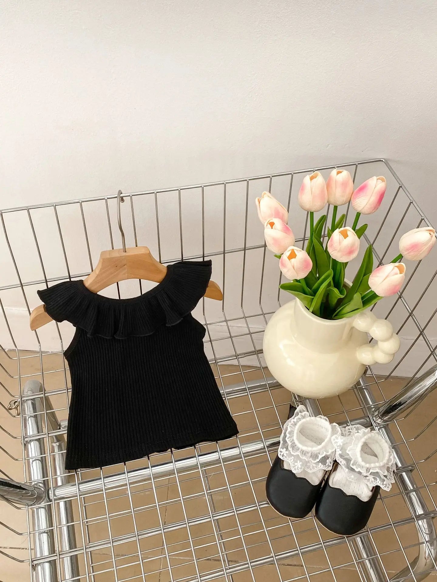 -ベビートップス フリルカラー ノースリーブTシャツ 5カラー - mamahalo shop - タンクトップ・キャミソール・ノースリーブトップス -  べビー服 - 子供服 - 男の子 - 女の子