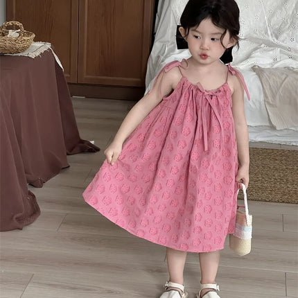 キッズワンピース フラワー水玉エンボスキャミソールワンピース - mamahalo shop - ノースリーブワンピース -  べビー服 - 子供服 - 男の子 - 女の子