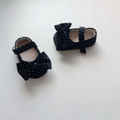 -ベビーシューズ パフリボンベルベットフラットバレエシューズ ファーストシューズ 靴 - mamahalo shop - ベビー用靴 -  べビー服 - 子供服 - 男の子 - 女の子