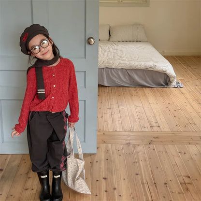 -キッズカーディガン ニットジャケット シンプルベーシック 2カラー - mamahalo shop - カーディガン・パーカー -  べビー服 - 子供服 - 男の子 - 女の子