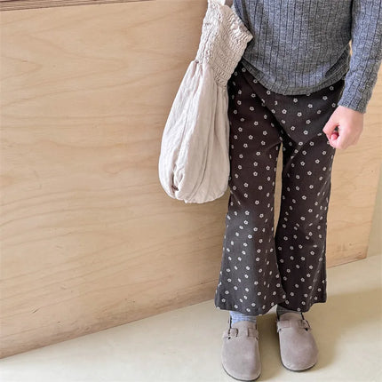 ☺︎ キッズパンツ フラワープリントフレアブーツカットパンツ 2カラー - mamahalo shop - ロングパンツ・スウェットパンツ -  べビー服 - 子供服 - 男の子 - 女の子