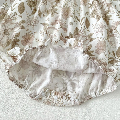 -ベビーロンパース ボタニカルフラワープリント長袖ボディスーツ【mh0007098】 - mamahalo shop - 長袖ロンパース -  べビー服 - 子供服 - 男の子 - 女の子