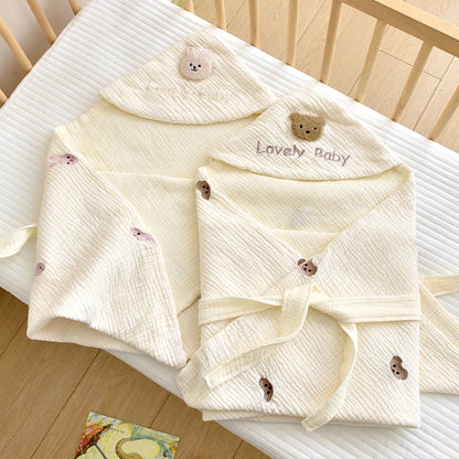 -ベビーブランケット おくるみ スワドル ベアくま うさぎバニー 刺繍 - mamahalo shop - ベビーブランケット・タオル -  べビー服 - 子供服 - 男の子 - 女の子