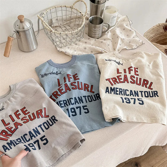 -キッズトップス 長袖Tシャツ パッチワーク レターロゴ ベースボールデザイン 3カラー - mamahalo shop - 長袖Tシャツ -  べビー服 - 子供服 - 男の子 - 女の子