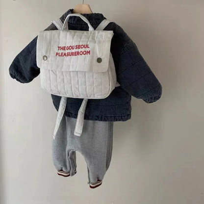 -ベビーロンパース 長袖ジャンプスーツ レターロゴワンポイント ネイビー グレー 2カラー - mamahalo shop - 長袖ロンパース -  べビー服 - 子供服 - 男の子 - 女の子