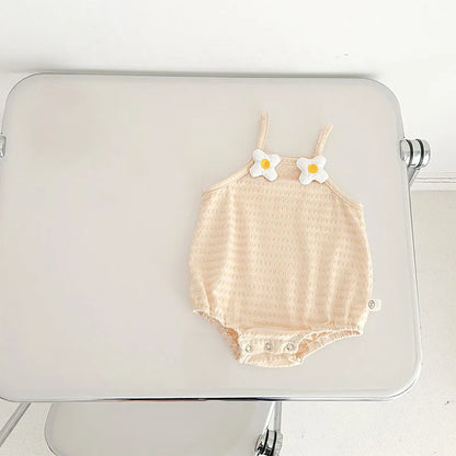 -ベビーロンパース キャミソールボディスーツ フラワー/いちご/チェリーワンポイント 4カラー【mh0005320】 - mamahalo shop - ノースリーブロンパース -  べビー服 - 子供服 - 男の子 - 女の子