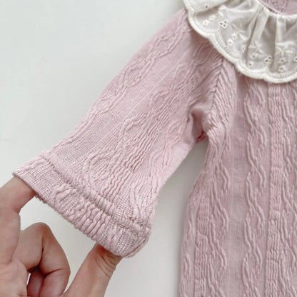 -ベビーロンパース 長袖ボディスーツ レース フリルサークル襟 2カラー【mh0004706】 - mamahalo shop - 長袖ロンパース -  べビー服 - 子供服 - 男の子 - 女の子