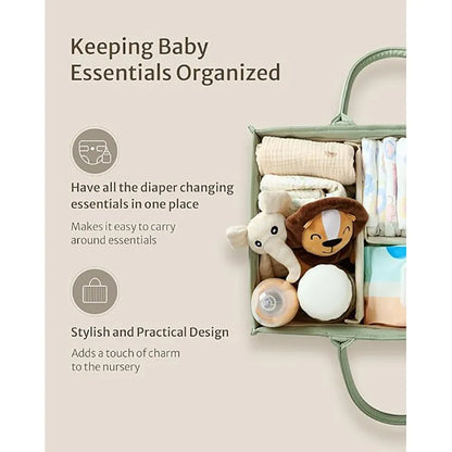 -ベビーおむつボックス オムツ収納 ストレージボックス グルーミングキット収納 グリーン【mh0006131】 - mamahalo shop - おむつ収納 -  べビー服 - 子供服 - 男の子 - 女の子