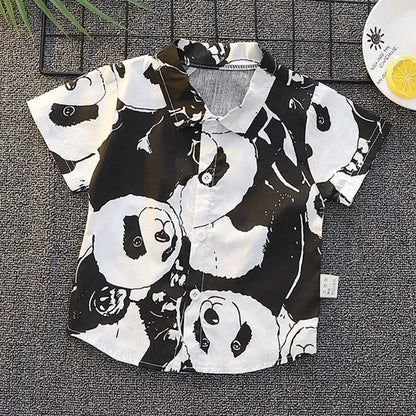 -キッズトップス プリント半袖シャツ タイガー虎 くまベア パンダ ワニ - mamahalo shop - 半袖シャツ・ブラウス -  べビー服 - 子供服 - 男の子 - 女の子