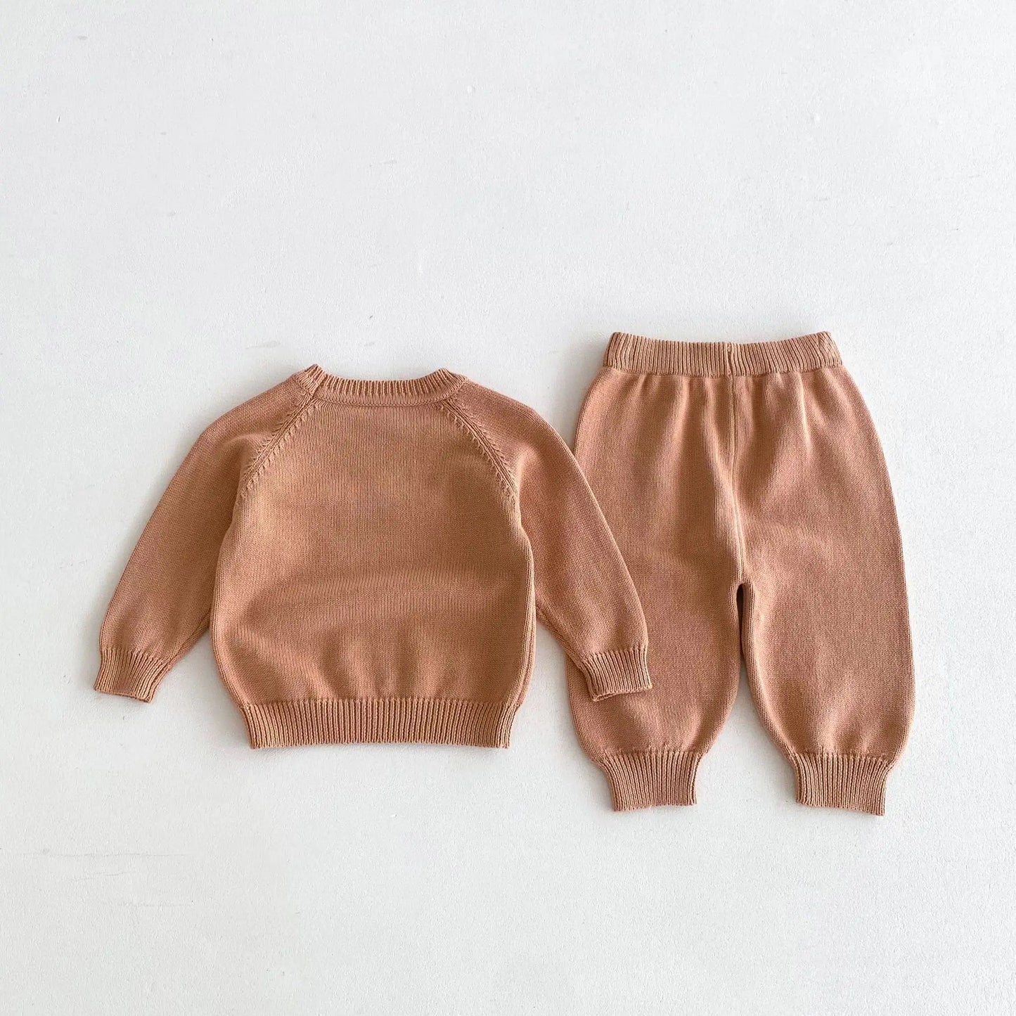 -キッズトップス/パンツ ニット 長袖セーター/ニットロングパンツ シンプルベーシック 2カラー - mamahalo shop - 長袖セットアップ -  べビー服 - 子供服 - 男の子 - 女の子