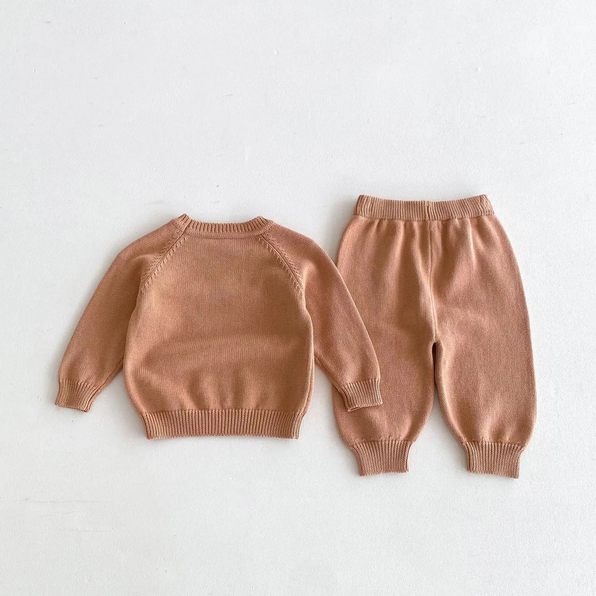 -キッズトップス/パンツ ニット 長袖セーター/ニットロングパンツ シンプルベーシック 2カラー - mamahalo shop - 長袖セットアップ -  べビー服 - 子供服 - 男の子 - 女の子