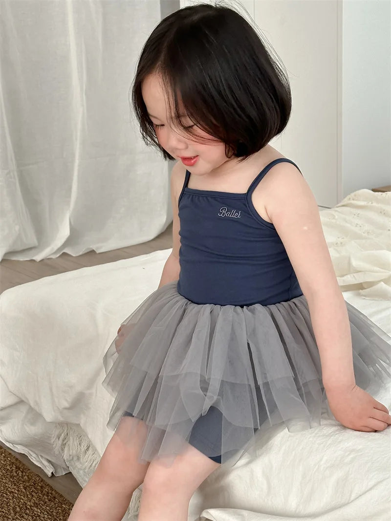 -キッズセットアップ 2点セット キャミソール+ショートレギンスパンツ レターロゴワンポイント 3カラー【mh0005306】 - mamahalo shop - ノースリーブセットアップ -  べビー服 - 子供服 - 男の子 - 女の子