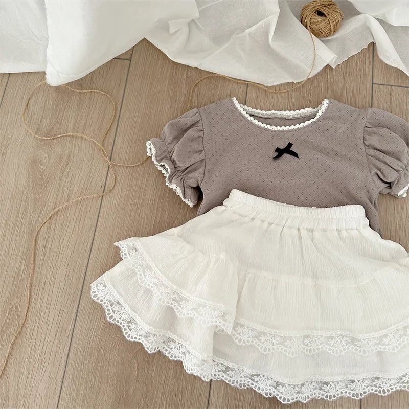 -キッズスカート レースフリルティアードスカート プリンセス ケーキスカート ホワイト - mamahalo shop - スカート -  べビー服 - 子供服 - 男の子 - 女の子