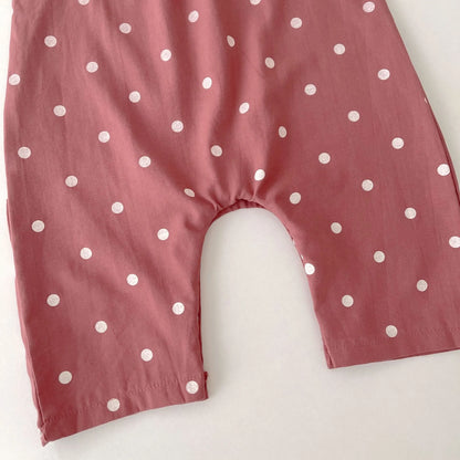 -ベビー サロペット 水玉 ドット キャミソール サスペンダーパンツ レース オレンジピンク ガールズ 女の子 子供服 7792 - mamahalo shop - サロペットパンツ・サスペンダーパンツ -  べビー服 - 子供服 - 男の子 - 女の子