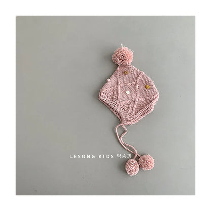 -ベビー帽子 ポンポン付きニットキャップボンネット 5カラー【mh0006952】 - mamahalo shop - ベビー用帽子 -  べビー服 - 子供服 - 男の子 - 女の子