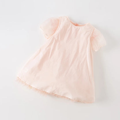 -【dave & bella】キッズワンピース チェリーハート刺繍 襟付き プリンセスドレス オレンジピンク【mh0006280】 - mamahalo shop - 半袖ワンピース -  べビー服 - 子供服 - 男の子 - 女の子